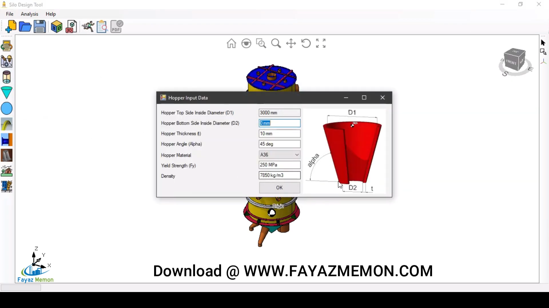 Silo3D hopper data input