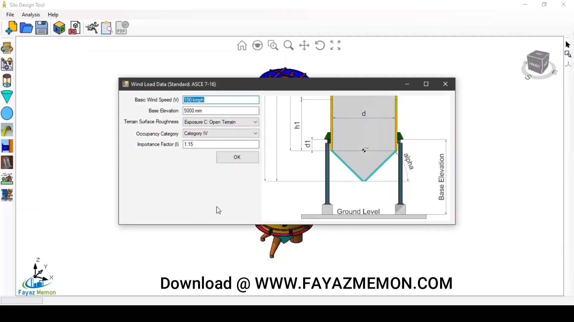 Silo3D wind load data input